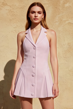Danielle Halter Neck Tailored Mini Dress in Lilac | Elegant Formal & Party Dress