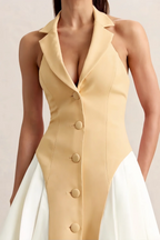Danielle Lemon Tailored Fit Backless Mini Dress with Lapel