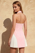 Danielle Light Pink Halter Neckline Fit Mini Dress