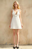 Darlene White Embellished Pearl Sheath Mini Dress with Bow