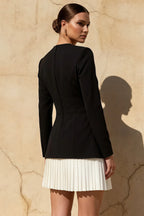 Debbie Black Sweetheart Neck Long Sleeve Mini Dress