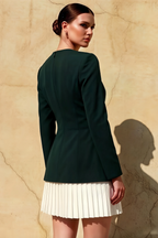 Debbie Emerald Sweetheart Neck Long Sleeve Mini Dress
