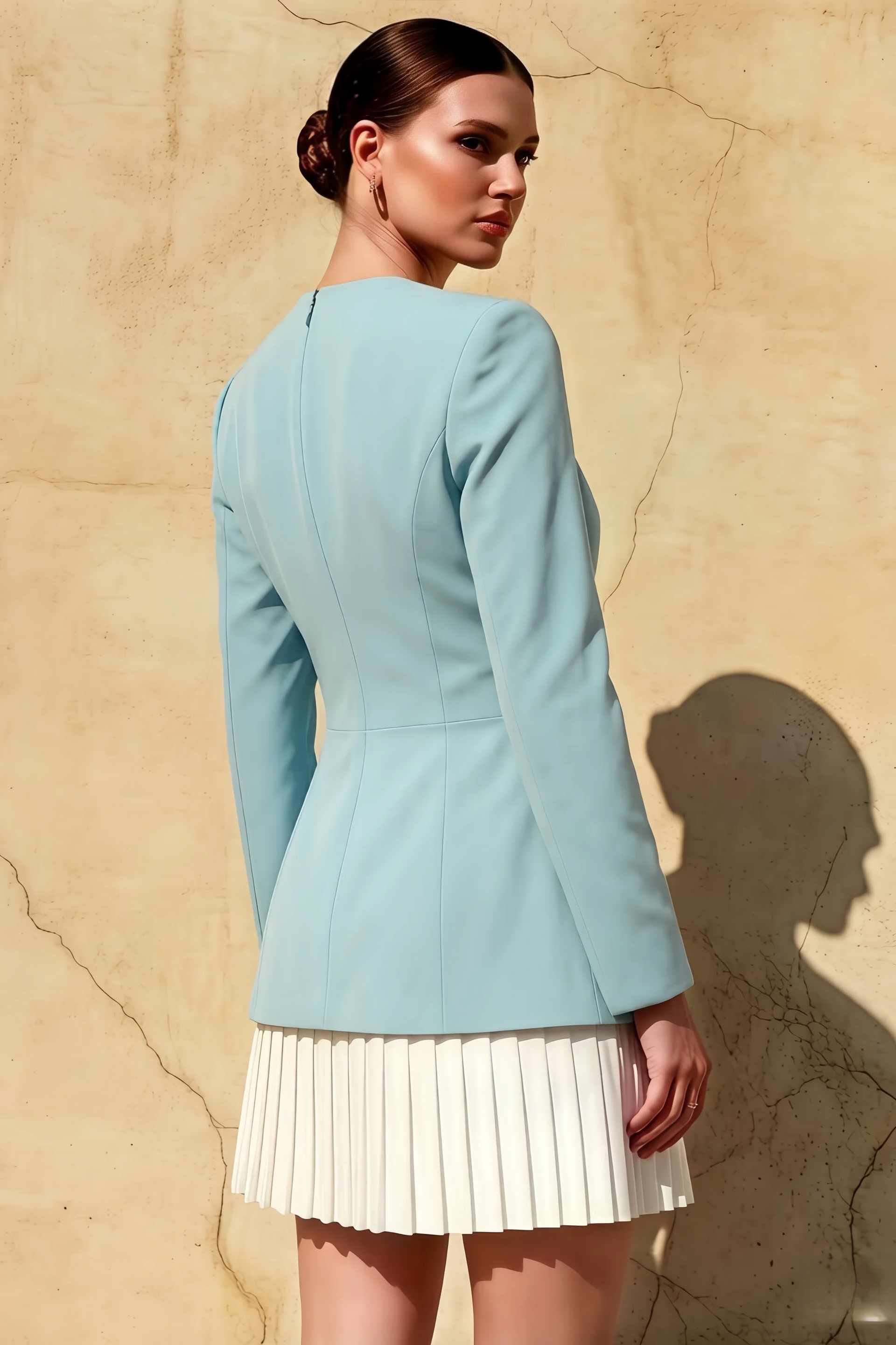 Debbie Powder Blue Sweetheart Neck Long Sleeve Mini Dress | Formal & Party Dress