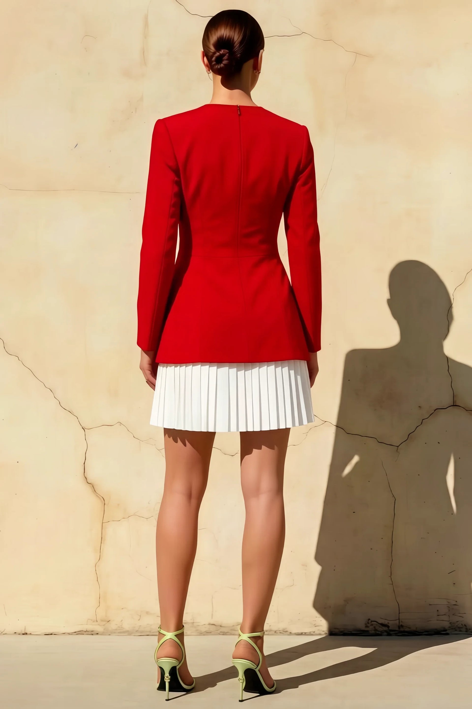 Debbie Red Sweetheart Neck Long Sleeve Mini Dress