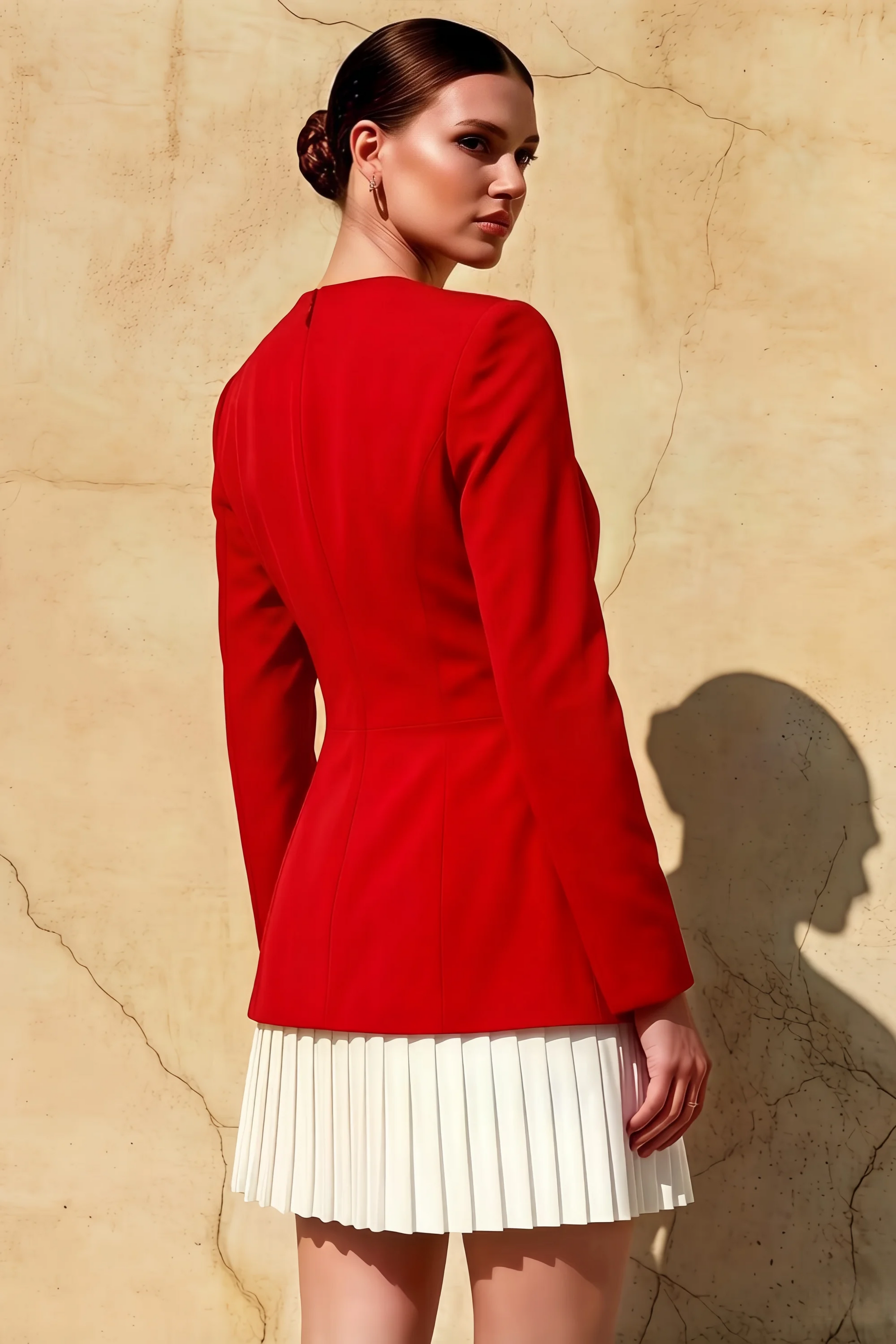 Debbie Red Sweetheart Neck Long Sleeve Mini Dress