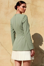 Debbie Sage Green Sweetheart Neck Long Sleeve Mini Dress