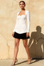 Debbie White Sweetheart Neck Long Sleeve Mini Dress