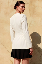Debbie White Sweetheart Neck Long Sleeve Mini Dress
