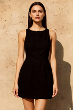 Deborah Black Crepe Boat Neck Tailored Mini Dress