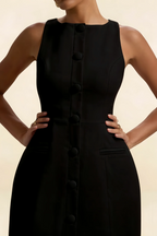 Deborah Black Crepe Boat Neck Tailored Mini Dress