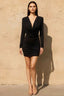 Deborah Black Plunge Neck Mini Dress with Sleeves