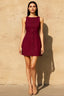 Deborah Burgundy Crepe High Neck Tailored Mini Dress