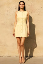 Deborah Lemon Crepe Modest Boat Neck Mini Dress