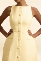 Deborah Lemon Crepe Modest Boat Neck Mini Dress