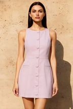 Deborah Lilac Crepe Boat Neck Sleeveless Mini Dress | Elegant Formal & Party Dress