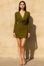 Deborah Olive Green Mermaid Cowl Neck Mini Dress