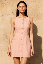 Deborah Pink Crepe High Neck Tailored Mini Dress