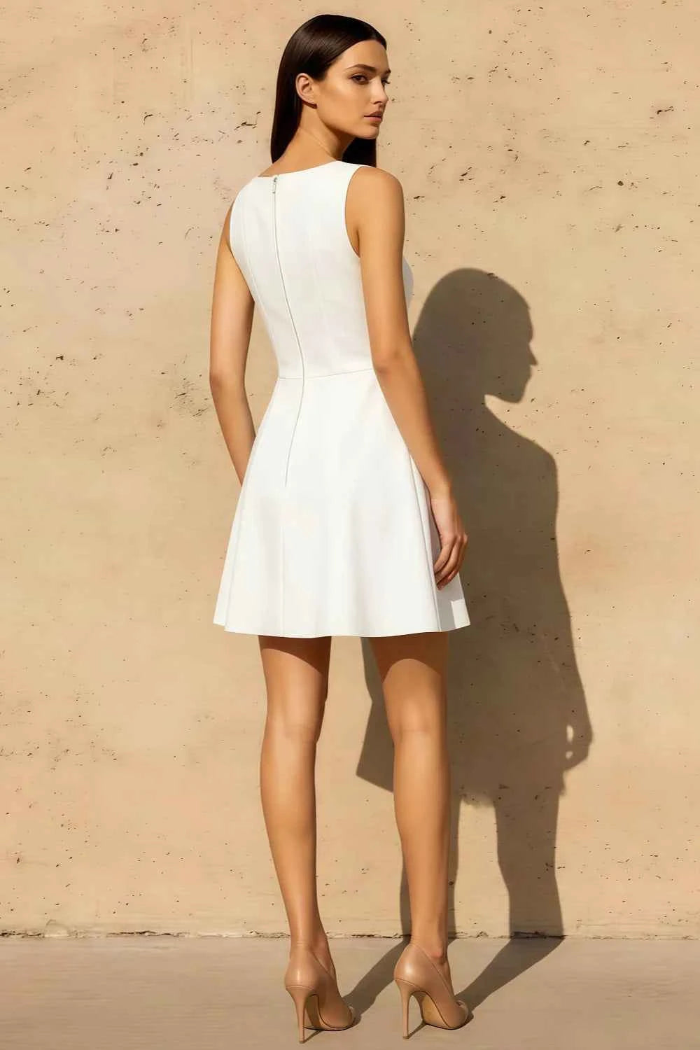 Deborah White Crepe High Neck Sleeveless Mini Dress Secondary image
