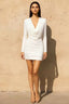 Deborah White Long Sleeve Ruched Mini Dress