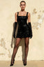Denise Black Sequin Bodycon Square Neck Mini Dress