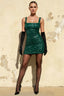 Denise Emerald Sequin Bodycon Square Neck Mini Dress