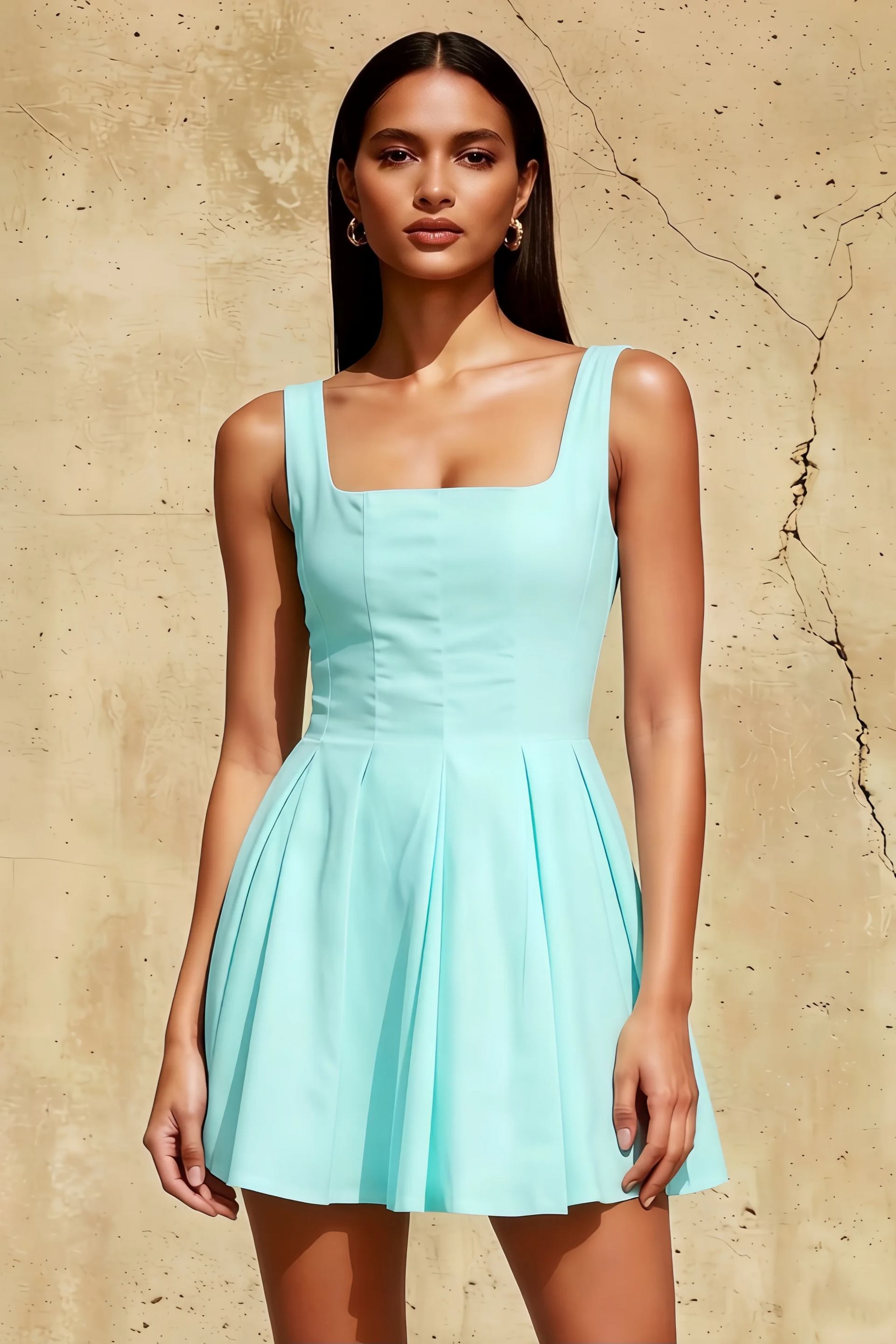 Diana Aqua A-line Skater Mini Dress