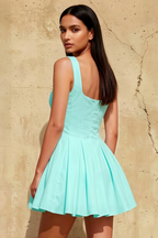 Diana Aqua A-line Skater Mini Dress