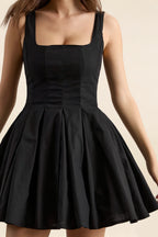 Diana Black Square Neck Skater Mini Dress