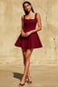 Diana Burgundy Linen Fit and Flare Mini Dress