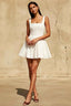 Diana White Linen Square Neck Skater Mini Dress | Elegant Homecoming & Graduation Dress