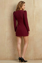 Diane Burgundy Modest Sweetheart Tailored Mini Dress