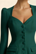 Diane Emerald Long Sleeves Mini Dress with Pocket