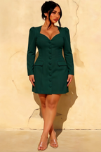 Diane Emerald Long Sleeves Mini Dress with Pocket