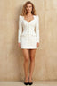 Diane White Modest Sweetheart Neck Mini Dress with Sleeves