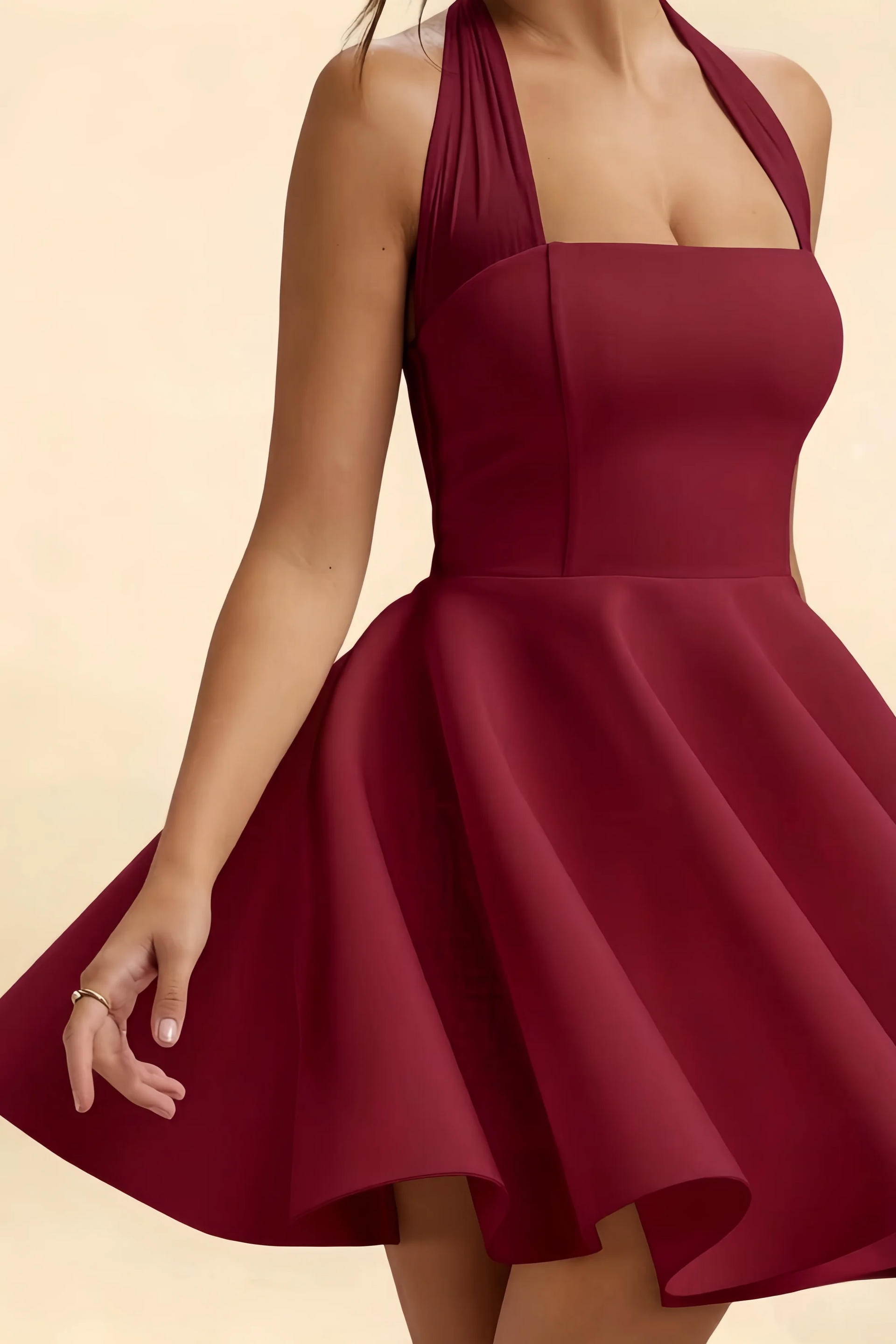 Dorothy Burgundy Halter Neck Backless Mini Homecoming Dress