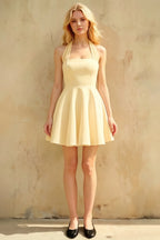 Dorothy Lemon A-Line Halter Mini Dress