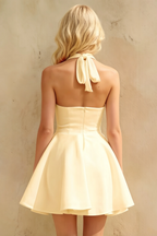 Dorothy Lemon A-Line Halter Mini Dress