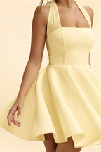 Dorothy Lemon A-Line Halter Mini Dress