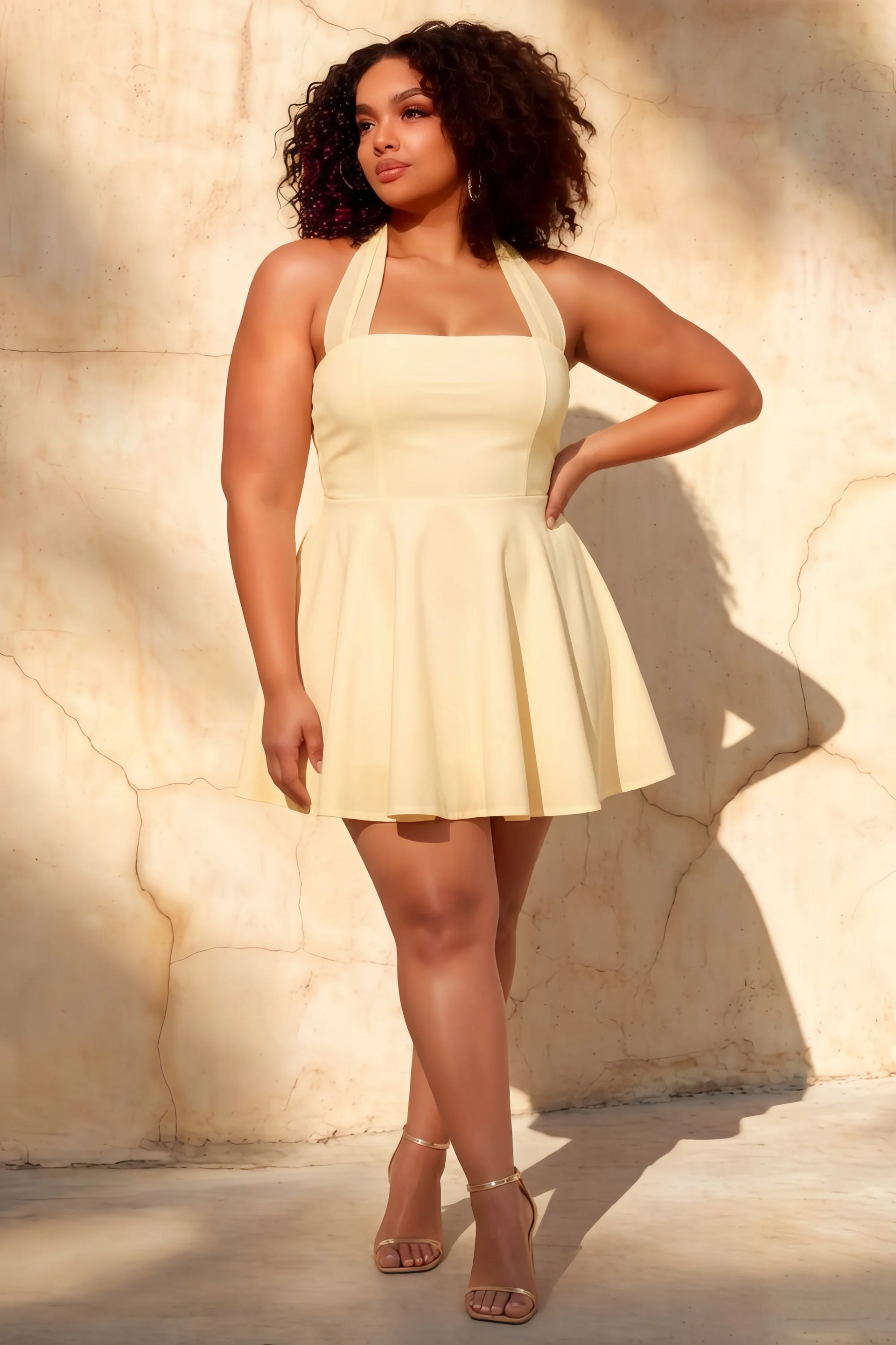 Dorothy Lemon A-Line Halter Mini Dress
