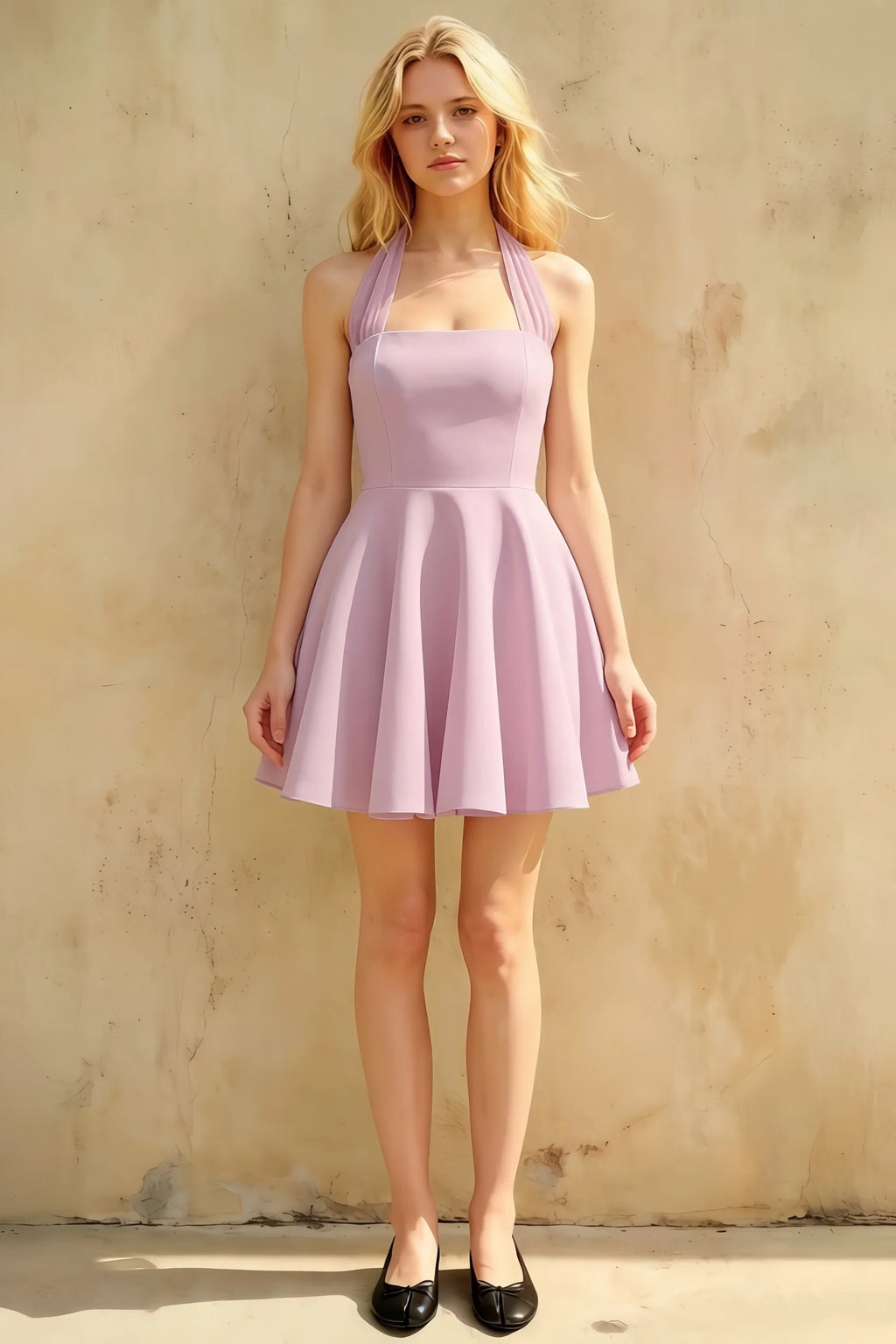 Dorothy Lilac Fit and Flare Halter Mini Dress | Elegant Party & Homecoming Dress