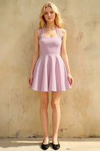 Dorothy Lilac Fit and Flare Halter Mini Dress | Elegant Party & Homecoming Dress
