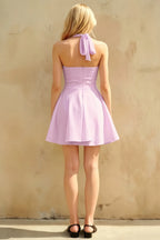 Dorothy Lilac Fit and Flare Halter Mini Dress | Elegant Party & Homecoming Dress