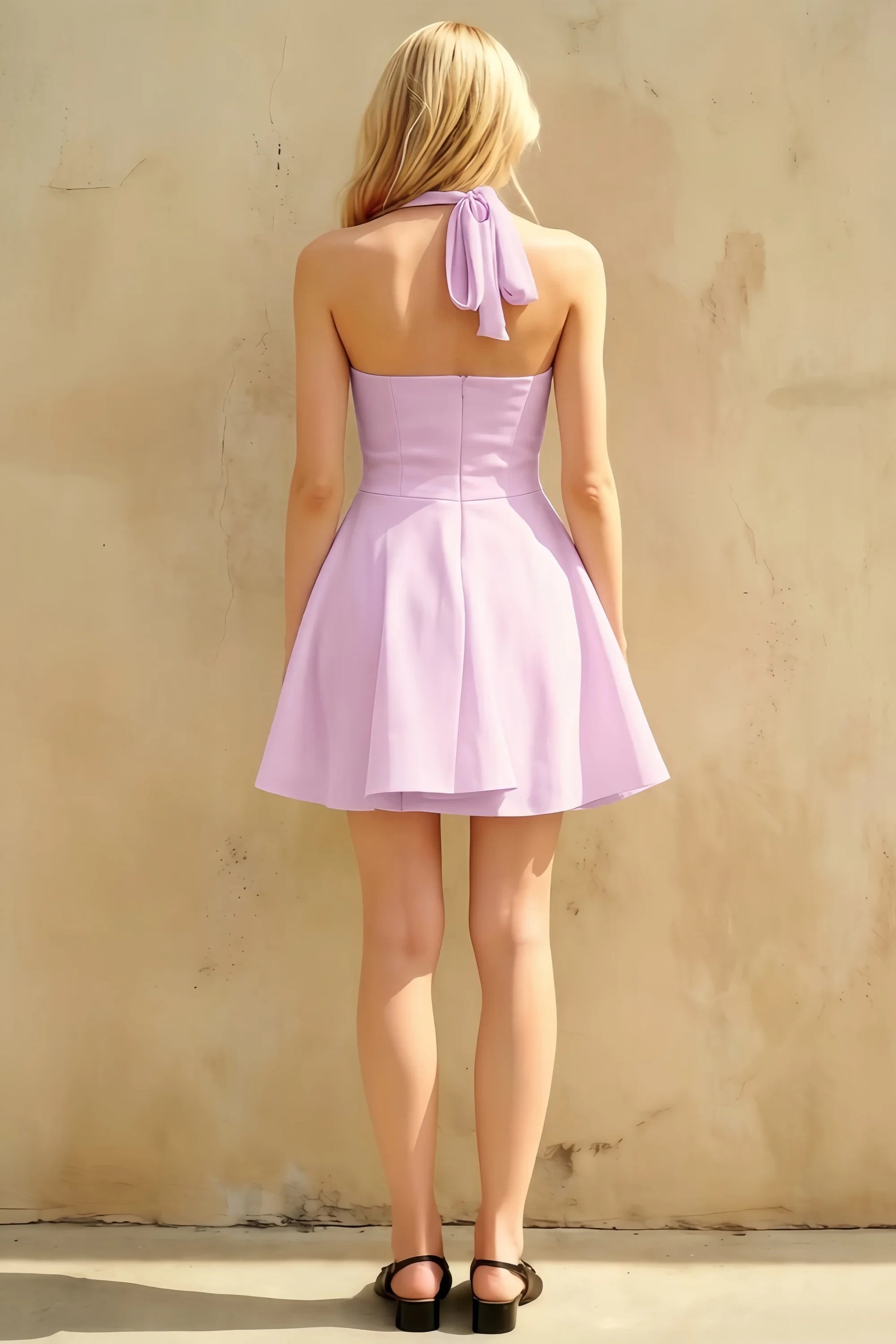Dorothy Lilac Fit and Flare Halter Mini Dress | Elegant Party & Homecoming Dress