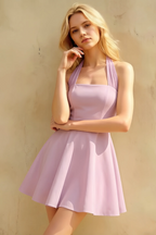 Dorothy Lilac Fit and Flare Halter Mini Dress | Elegant Party & Homecoming Dress