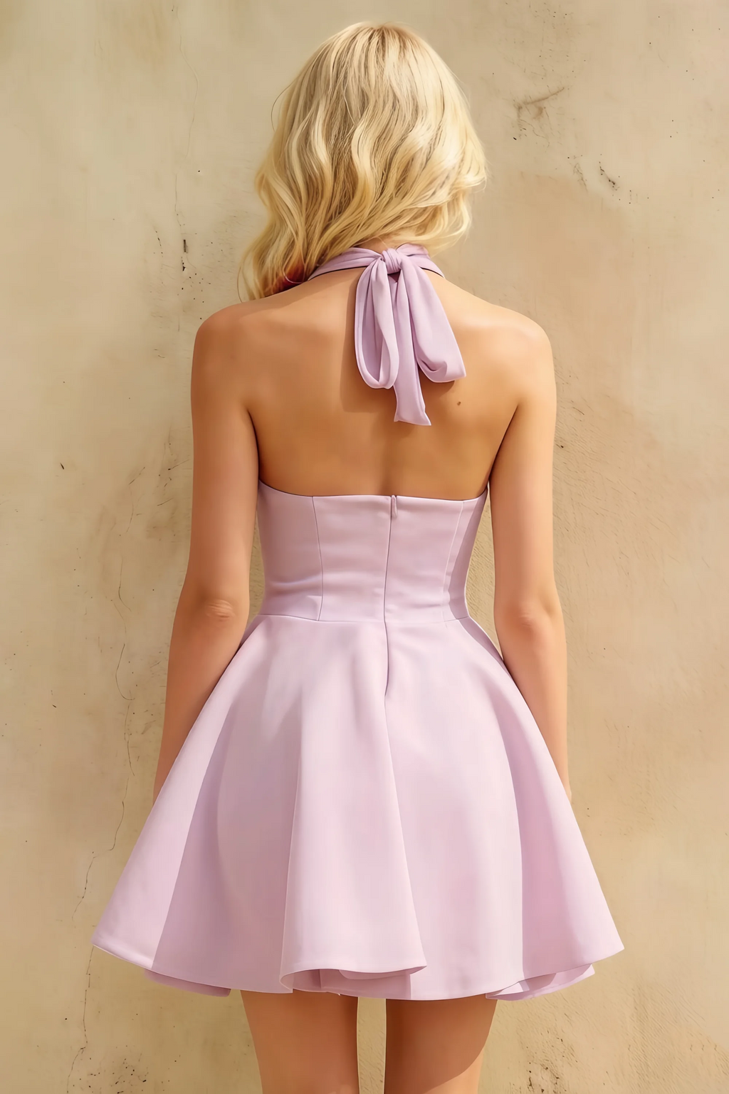 Dorothy Lilac Fit and Flare Halter Mini Dress | Elegant Party & Homecoming Dress
