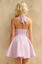 Dorothy Lilac Fit and Flare Halter Mini Dress | Elegant Party & Homecoming Dress
