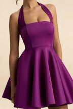 Dorothy Mulberry Halter A-Line Mini Skater Dress