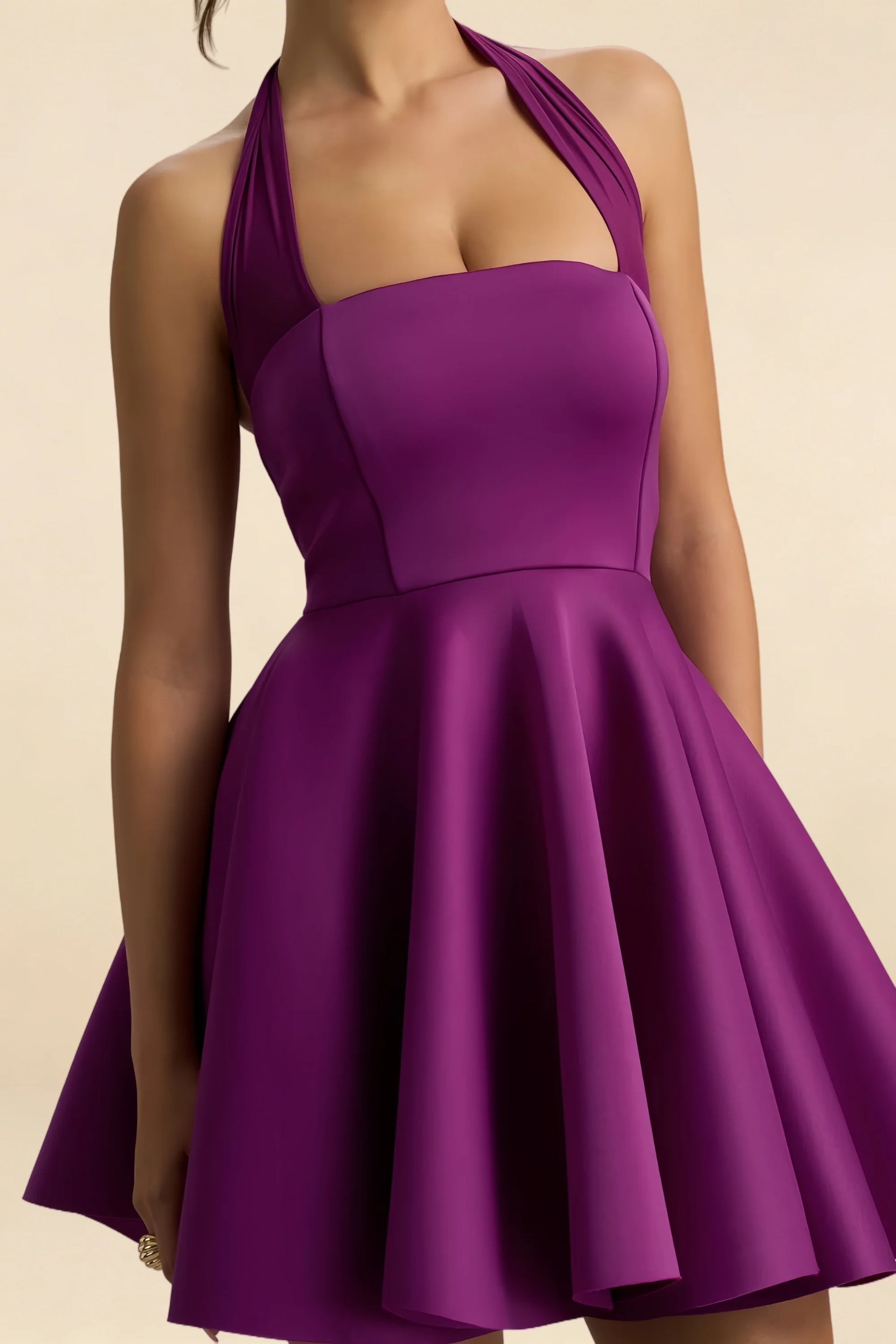 Dorothy Mulberry Halter A-Line Mini Skater Dress
