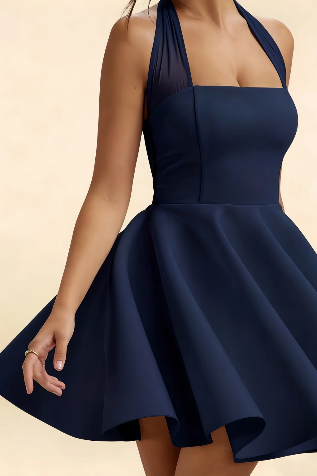 Dorothy Navy Skater Halter Neck Mini Dress