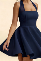 Dorothy Navy Skater Halter Neck Mini Dress
